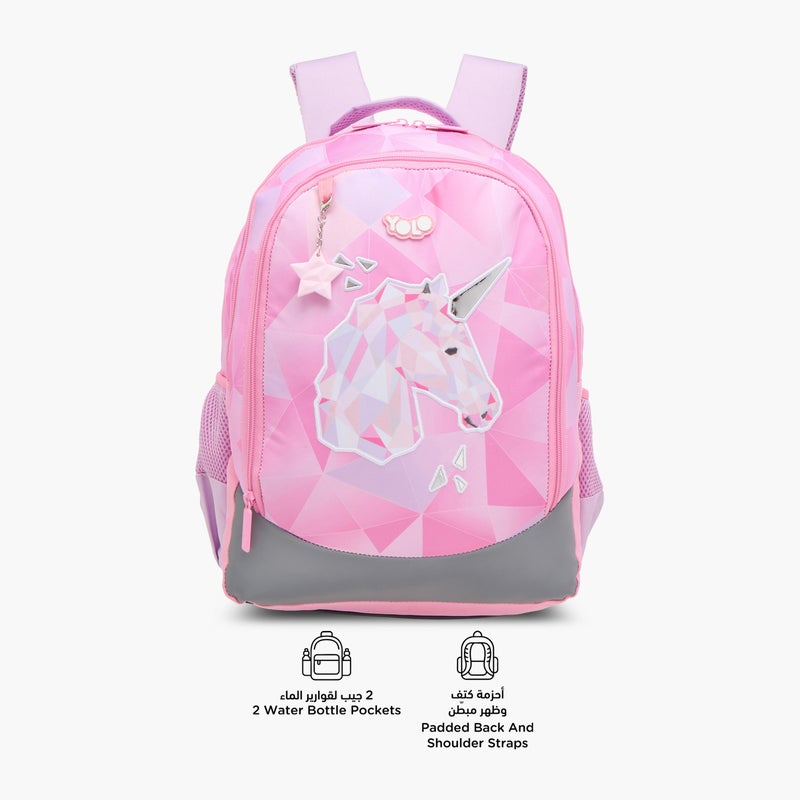 Yolo Unicorn Print Backpack for Girls - Image 4